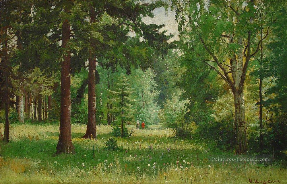 enfants dans le paysage classique de la forêt Ivan Ivanovitch arbres Peintures à l'huile